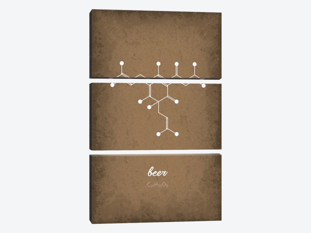Beer Molecule by GetYourNerdOn 3-piece Canvas Art Print