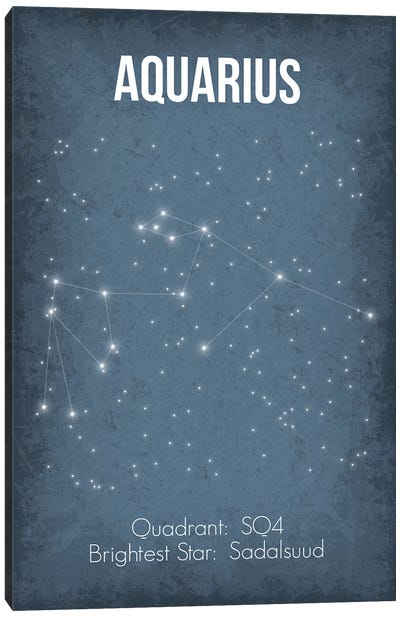 Aquarius Canvas Art Print - Celestial Maps