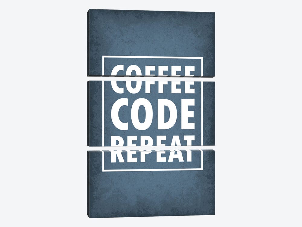 Coffee Code Repeat I by GetYourNerdOn 3-piece Canvas Artwork