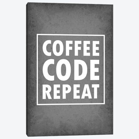Coffee Code Repeat II Canvas Print #GYO194} by GetYourNerdOn Canvas Art Print