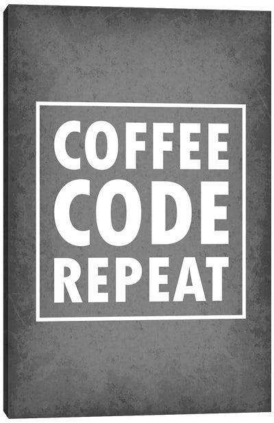 Coffee Code Repeat II Canvas Art Print - GetYourNerdOn