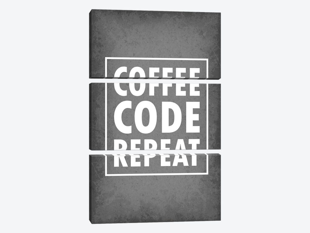 Coffee Code Repeat II by GetYourNerdOn 3-piece Canvas Print