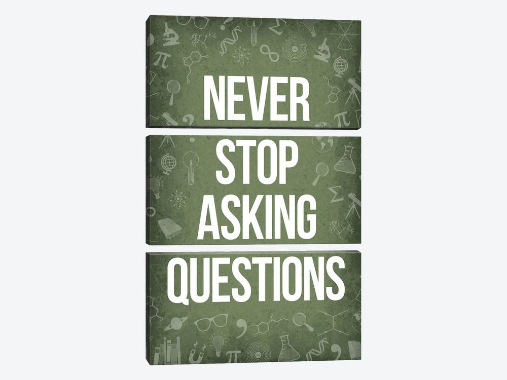 Never Stop Asking Questions II by GetYourNerdOn 3-piece Canvas Art Print
