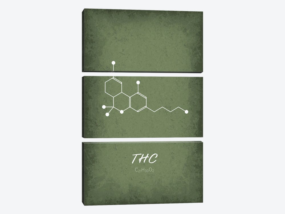 Thc Molecule by GetYourNerdOn 3-piece Canvas Wall Art