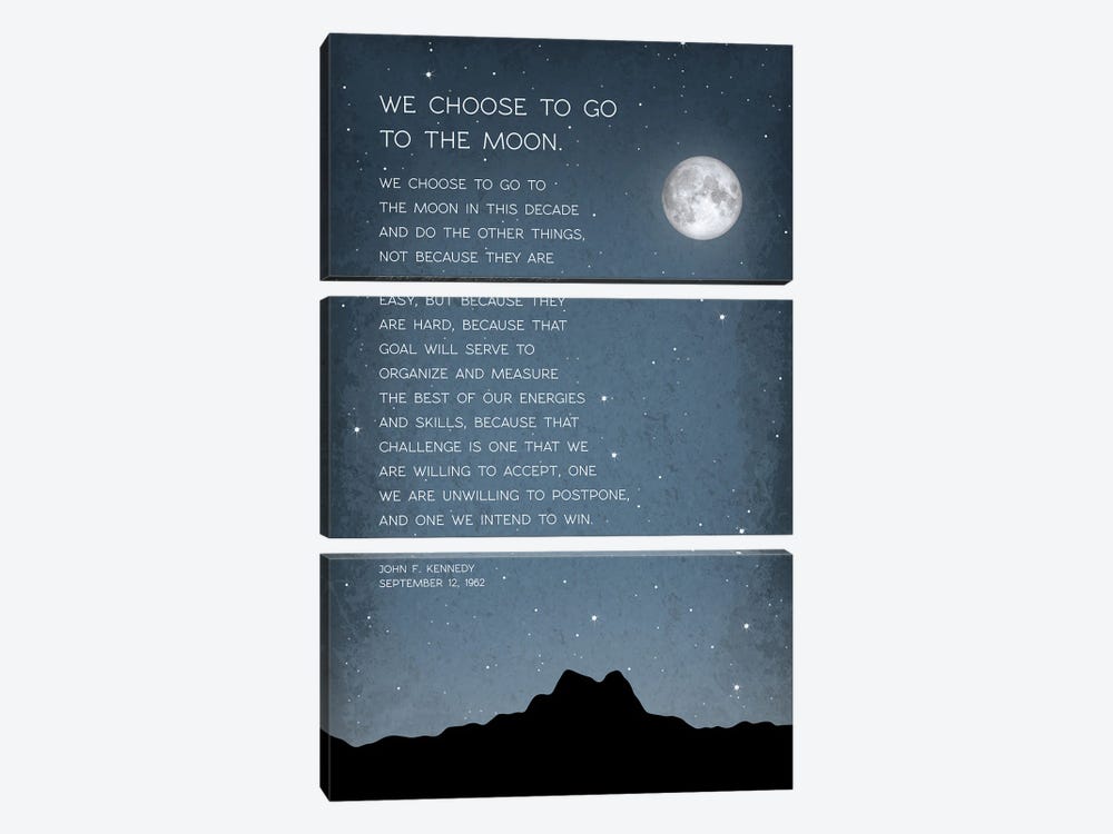 We Choose To Go To The Moon by GetYourNerdOn 3-piece Canvas Art