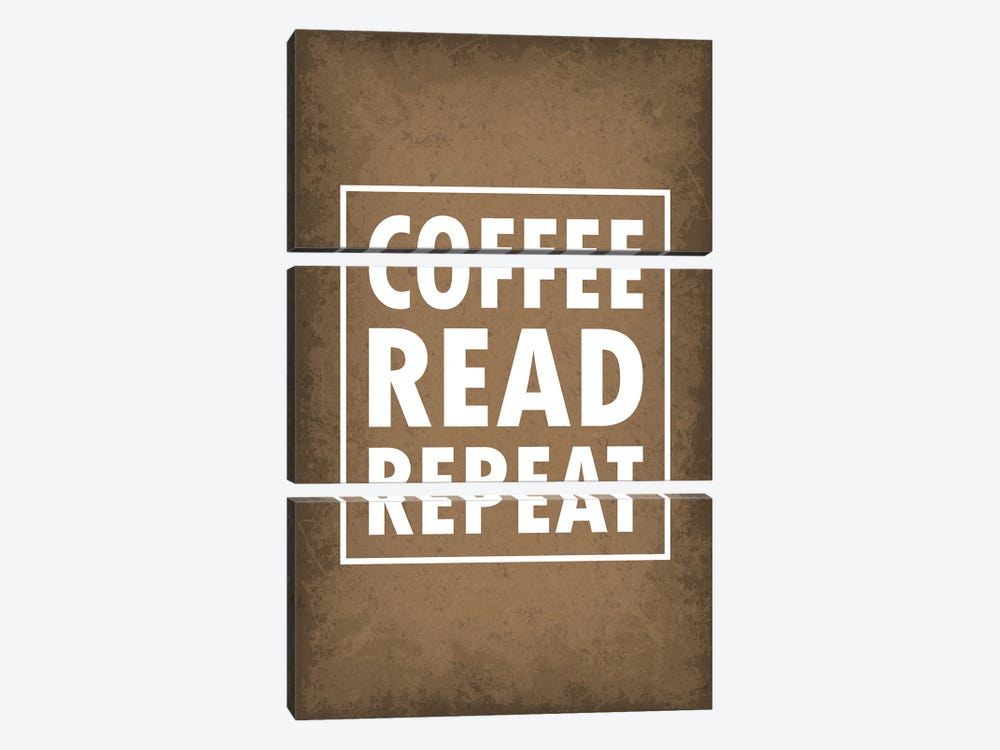 Coffee Read Repeat by GetYourNerdOn 3-piece Canvas Artwork