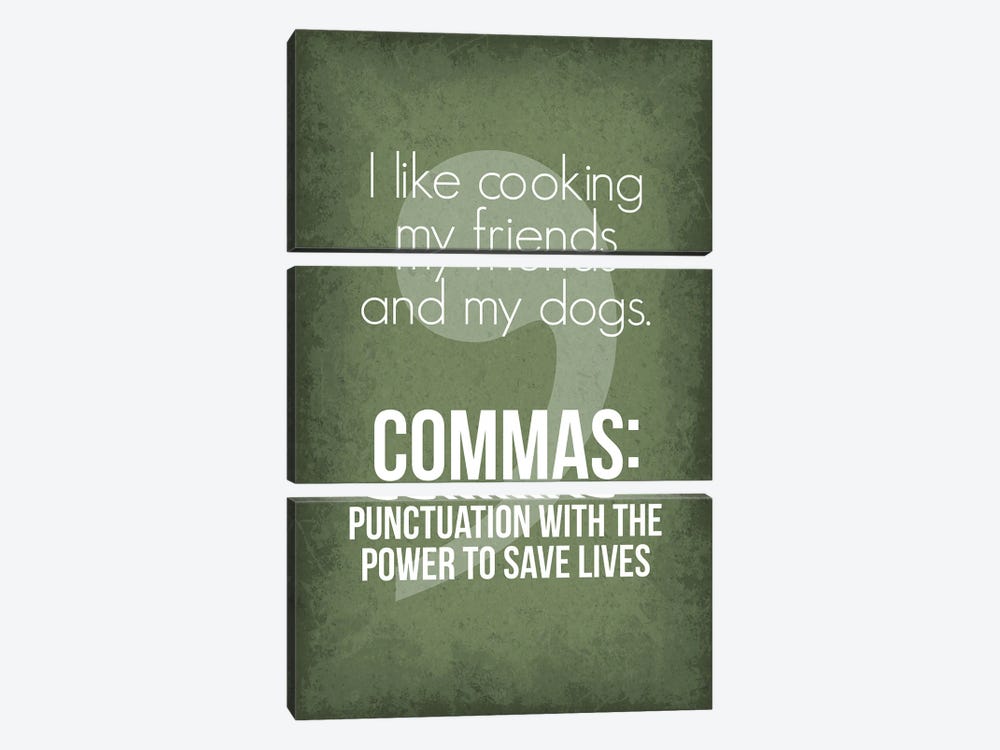 Commas Save Lives by GetYourNerdOn 3-piece Canvas Art Print