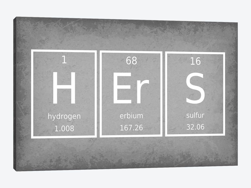 Hers - Periodic Table Elements by GetYourNerdOn 1-piece Canvas Art
