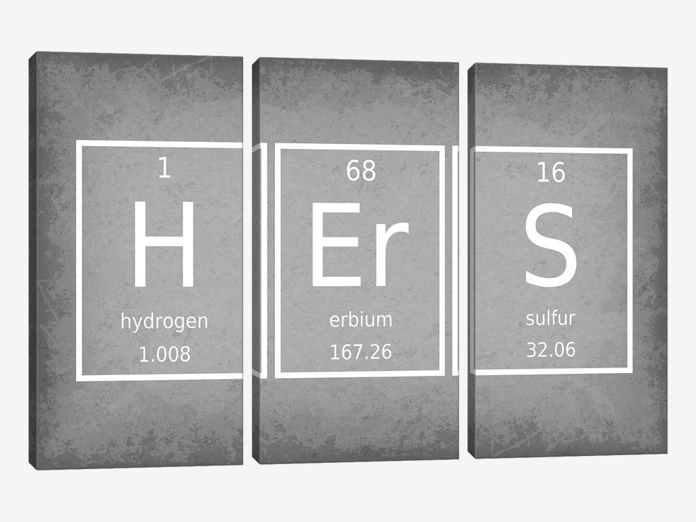 Hers - Periodic Table Elements by GetYourNerdOn 3-piece Canvas Wall Art