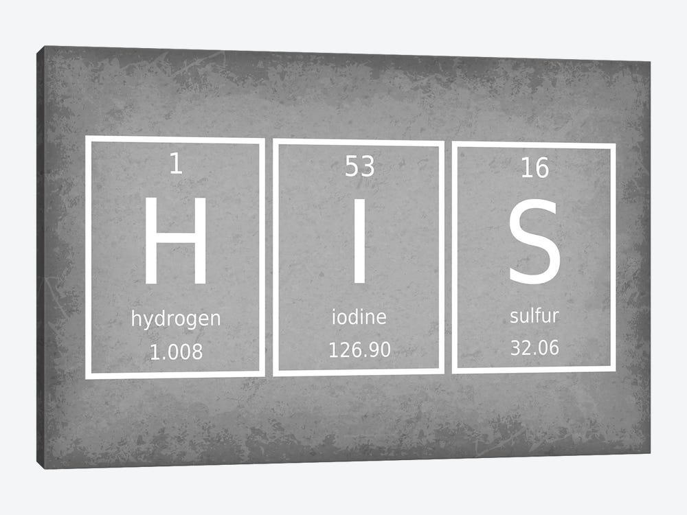 His - Periodic Table Elements by GetYourNerdOn 1-piece Canvas Art