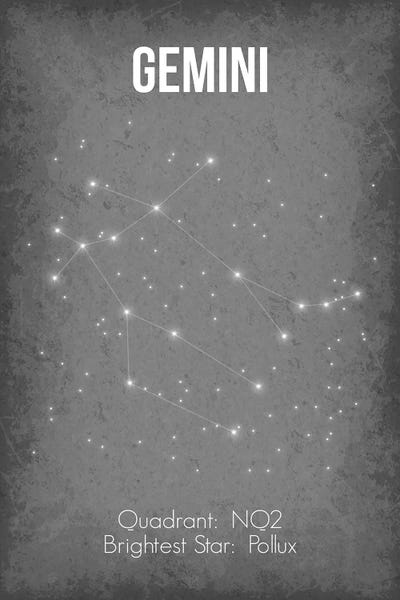 Constellation Star Maps: Gemini by GetYourNerdOn