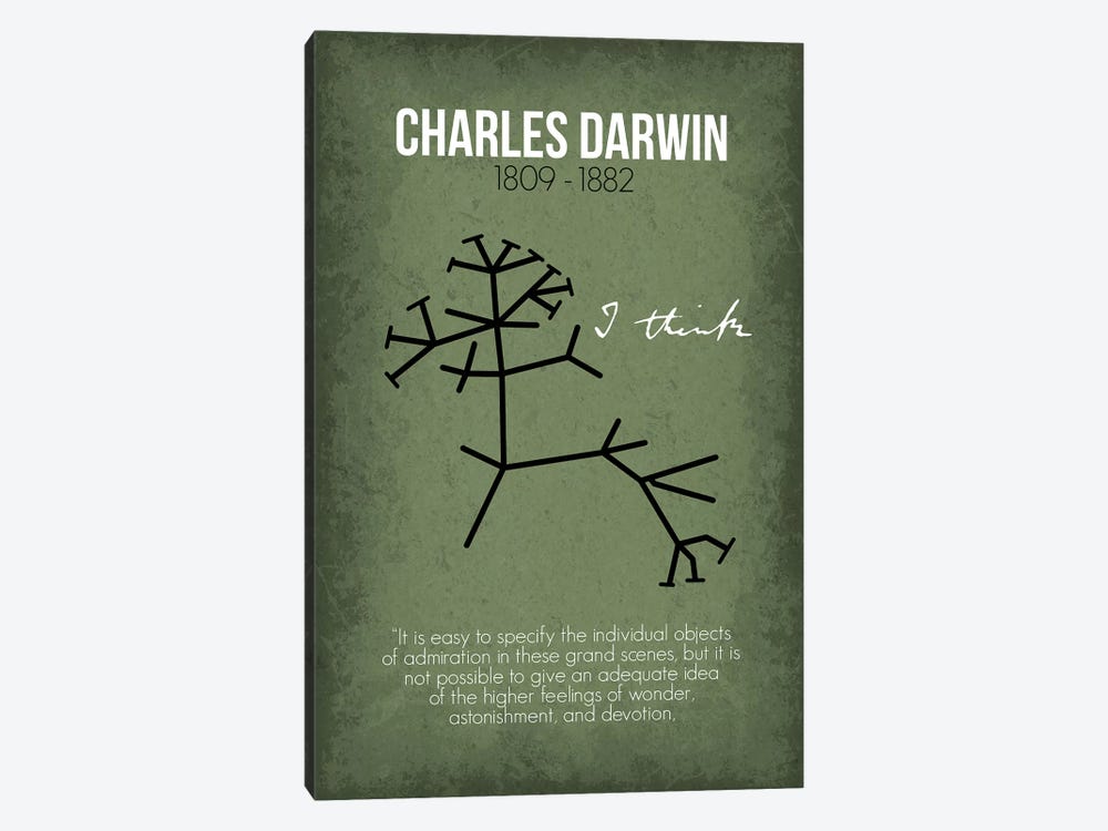 Charles Darwin by GetYourNerdOn 1-piece Canvas Print