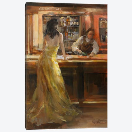 Lady In Grand Cafe Canvas Print #HAE176} by Willem Haenraets Canvas Print