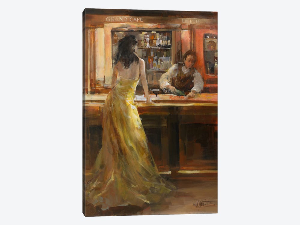 Lady In Grand Cafe by Willem Haenraets 1-piece Canvas Art Print