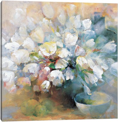 Sparkling White Tulips I Canvas Art Print