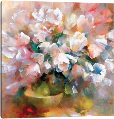 Sparkling White Tulips II Canvas Art Print - Tulip Art