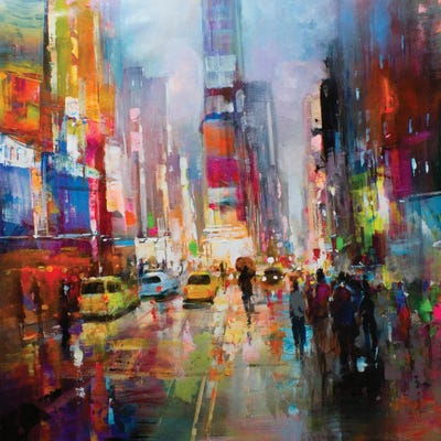 Willem Haenraets - Framed Canvas Art: Times Square by Willem Haenraets
