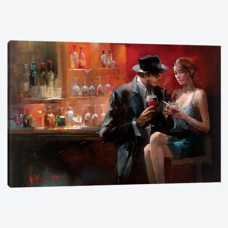 Evening In The Bar I Canvas Print #HAE34} by Willem Haenraets Canvas Wall Art