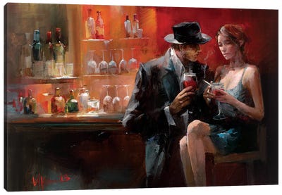 Evening In The Bar I Canvas Art Print - Willem Haenraets