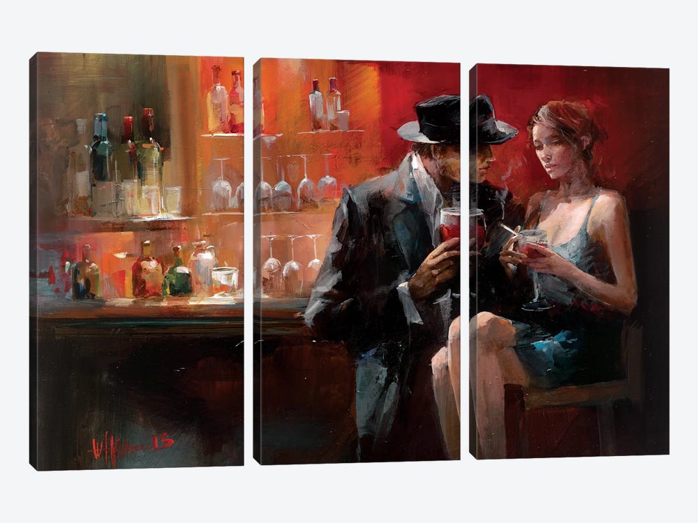 Evening In The Bar I by Willem Haenraets 3-piece Canvas Art Print