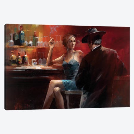 Evening In The Bar II Canvas Print #HAE35} by Willem Haenraets Canvas Art