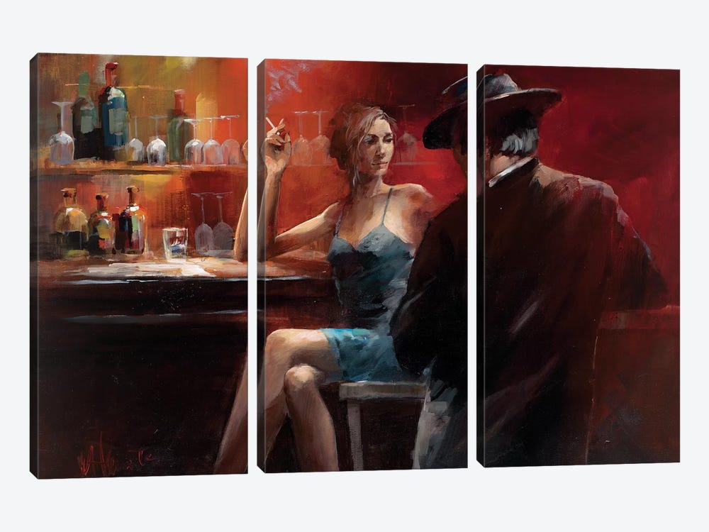 Evening In The Bar II by Willem Haenraets 3-piece Canvas Wall Art