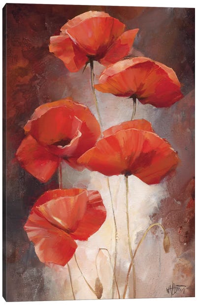 Poppy Bouquet I Canvas Art Print - Botanical Still Life