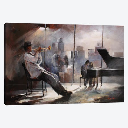 Trumpeter Canvas Print #HAE77} by Willem Haenraets Canvas Art