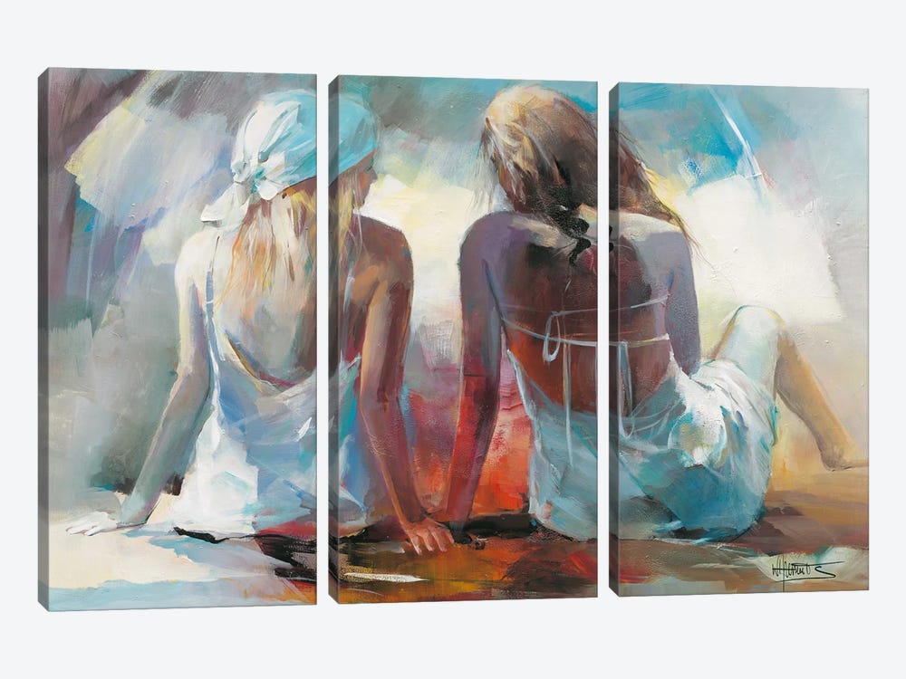 Two Girl Friends I by Willem Haenraets 3-piece Canvas Print