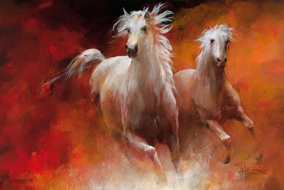 森の雑貨屋さん Canvas Print Wall Art Picture Running Wild Horse Brown Horses  Galloping In Dust In Sunset Pieces Paintings Modern Giclee Stretched And  Framed Artwor