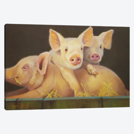 Life As A Pig III Canvas Print #HAW14} by Carolyne Hawley Canvas Art