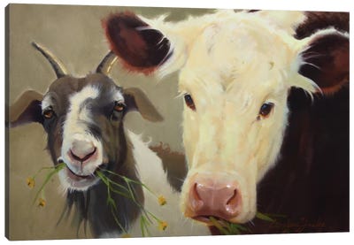 Farm Pals I Canvas Art Print - Goat Art