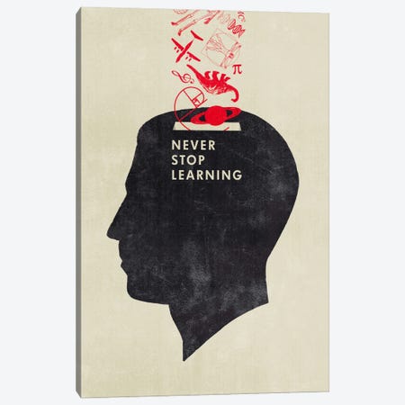 Never Stop Learning Canvas Print #HBE5} by Hannes Beer Canvas Wall Art