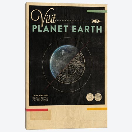 Visit Planet Earth Canvas Print #HBE7} by Hannes Beer Canvas Artwork