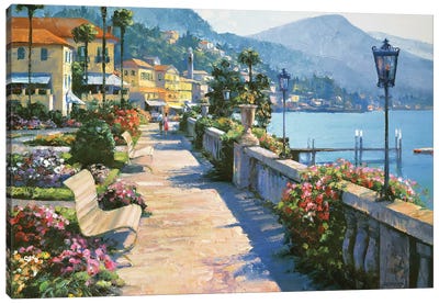 Bellagio Promenade Canvas Art Print - Italy Art