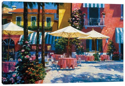 Inn at Lake Garda Canvas Art Print - Umbrella Art