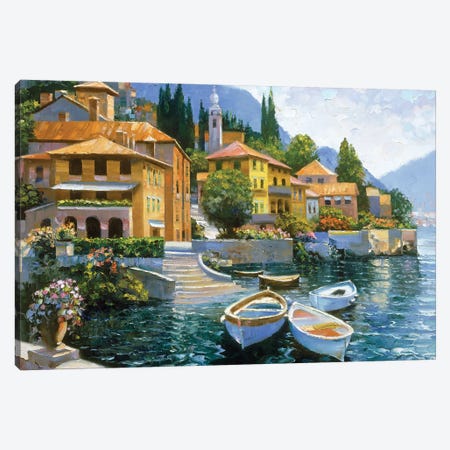 Lake Como Landing Canvas Print #HBH4} by Howard Behrens Canvas Art Print