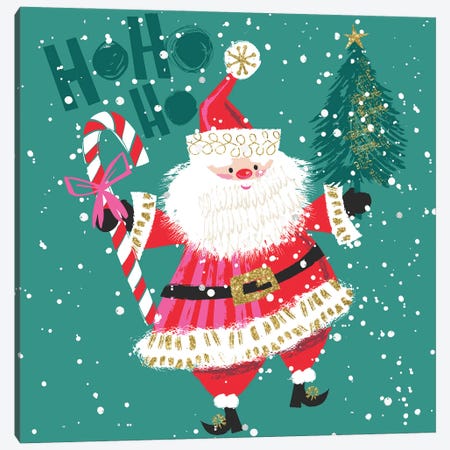 Christmas Santa Ho Ho Ho Canvas Print #HBL10} by Helen Black Canvas Art