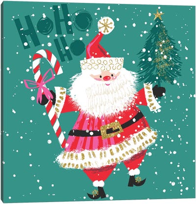 Christmas Santa Ho Ho Ho Canvas Art Print - Helen Black