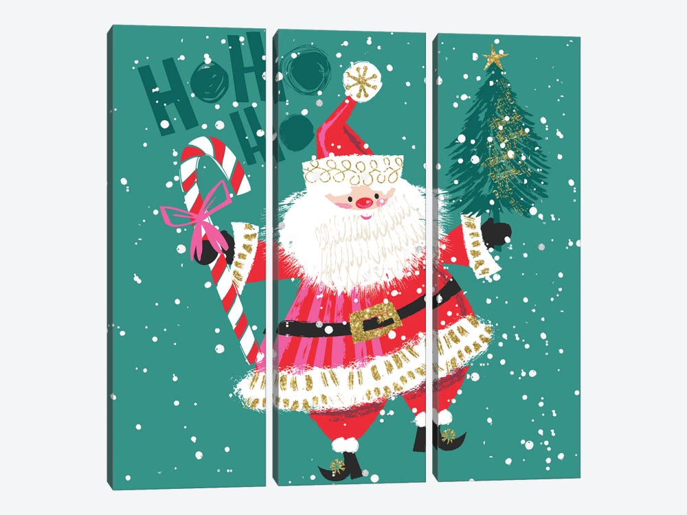 Christmas Santa Ho Ho Ho by Helen Black 3-piece Art Print
