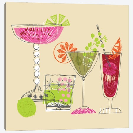 Cocktail Time Canvas Print #HBL11} by Helen Black Canvas Art