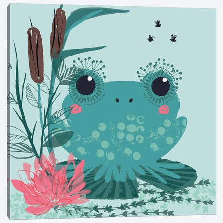 Cute Frog Canvas Print #HBL13} by Helen Black Canvas Art