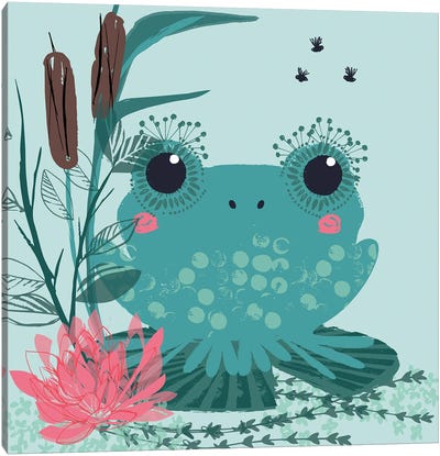 Cute Frog Canvas Art Print - Helen Black