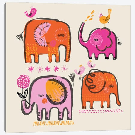 Elephant Friends Canvas Print #HBL14} by Helen Black Canvas Print