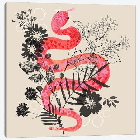 Floral Snake Canvas Print #HBL16} by Helen Black Canvas Art Print