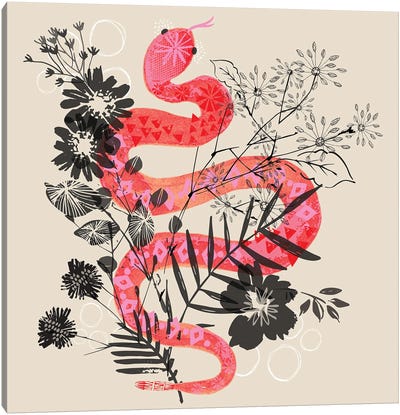 Floral Snake Canvas Art Print - Helen Black