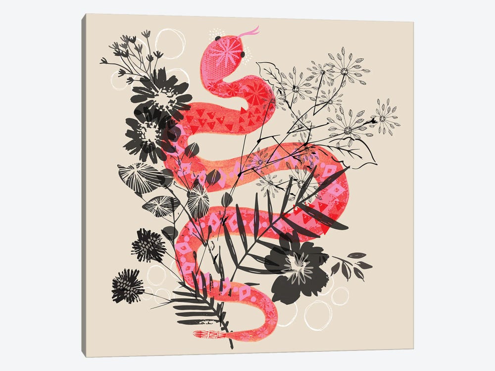 Floral Snake by Helen Black 1-piece Canvas Print