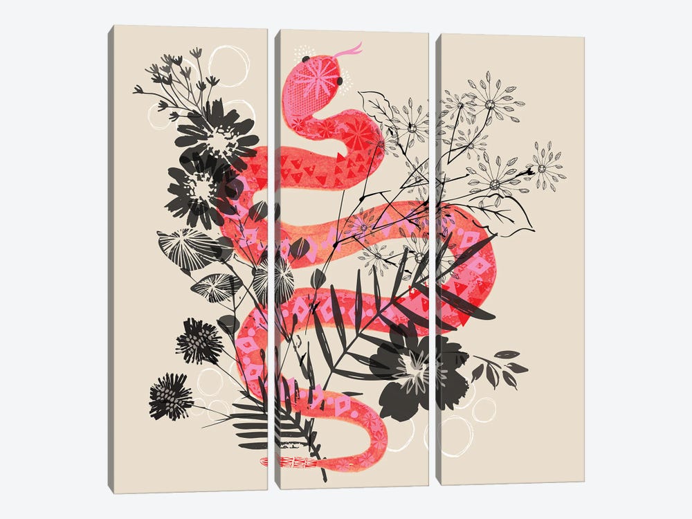 Floral Snake by Helen Black 3-piece Canvas Art Print