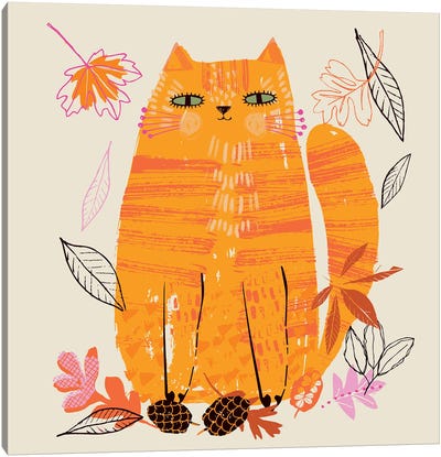 Autumn Kitty Canvas Art Print - Helen Black