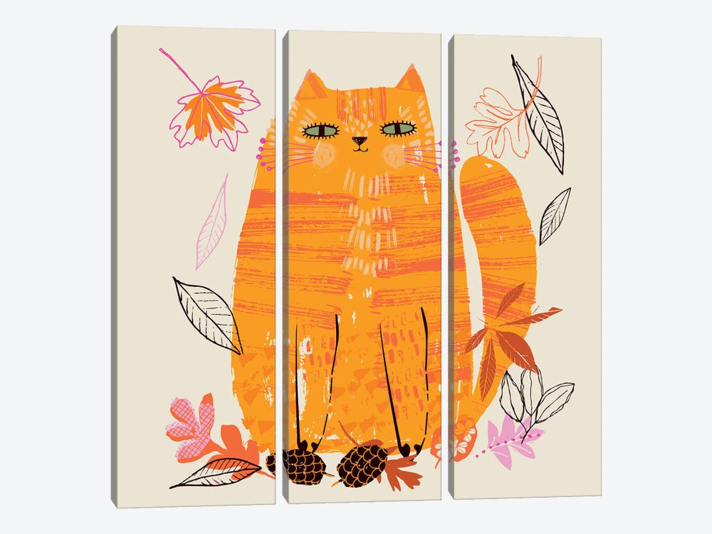 Autumn Kitty by Helen Black 3-piece Canvas Art